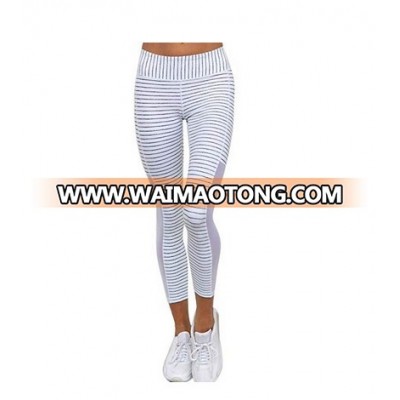 Women  High Waist Striped Sports Yoga Leggings Running Fitness Pants Athletic