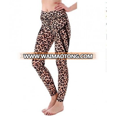 Xiamen 2018 Top Sale Printed Fold Over Mesh Sports Legging Pants for Women